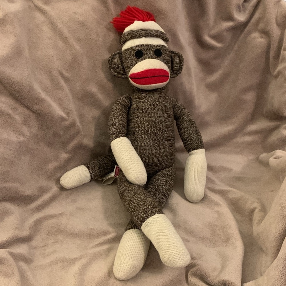 Schylling Sock Monkey Knit & Plush Toy, 20” long, VGC, Nostalgia & Collectible